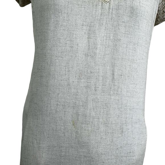 1960s Cream Linen Blend Shift Dress w Crochet Yoke – Mr. Jack Dallas – Size 16 - Picture 11 of 16